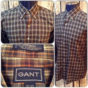 Gant Button Down Shirt Men 16-33 Plaid F1-118
